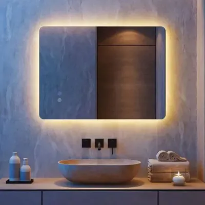 70 x 50 cm Obdélníkový zrcadlo s LED osvětlením Nástěnné zrcadlo do koupelny