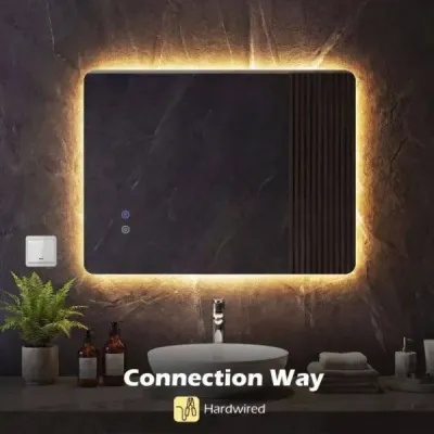 70 x 50 cm Obdélníkový zrcadlo s LED osvětlením Nástěnné zrcadlo do koupelny
