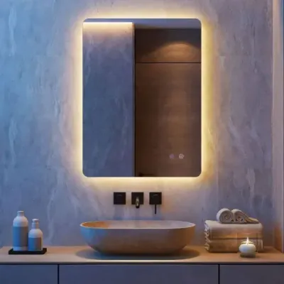 80 x 60 cm Obdélníkový zrcadlo s LED osvětlením Nástěnné zrcadlo do koupelny