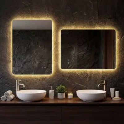 80 x 60 cm Obdélníkový zrcadlo s LED osvětlením Nástěnné zrcadlo do koupelny