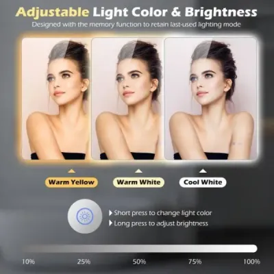 80 x 60 cm Obdélníkový zrcadlo s LED osvětlením Nástěnné zrcadlo do koupelny
