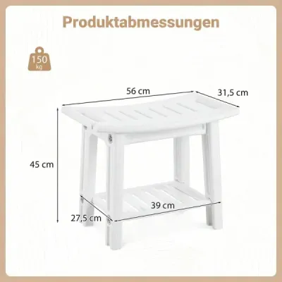 Voděodolná HDPE koupelnová stolička a lavice do sprchy pro vanu a koupelnu, nosnost 150 kg, bílá