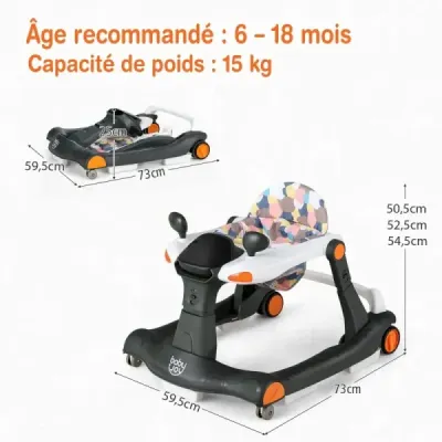 2 v 1 Dětské chodítko Skládací dětské chodítko Orange