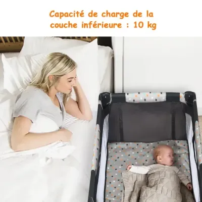 2 in 1 Reisebett & Laufstall Klappbar Kinderbett 125 x 65 x 76 cm Grau