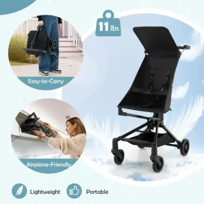Skládací kočárek s nastavitelnou a odnímatelnou stříškou Travel Buggy Dětský kočárek