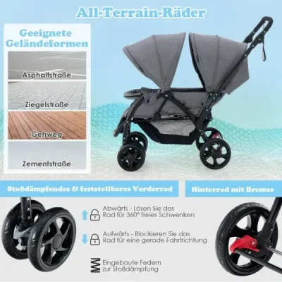 Sourozenecký kočárek skládací sourozenecký kočárek twin kočárek twin bugg šedá