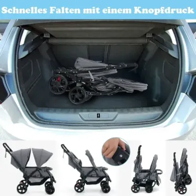Sourozenecký kočárek skládací sourozenecký kočárek twin kočárek twin bugg šedá