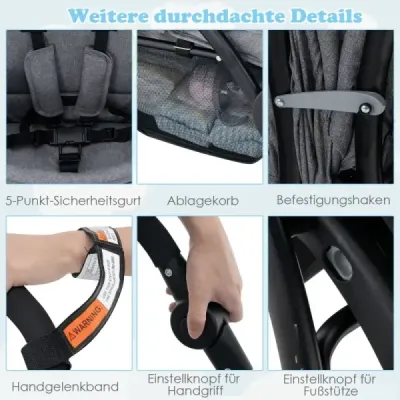 Sourozenecký kočárek skládací sourozenecký kočárek twin kočárek twin bugg šedá