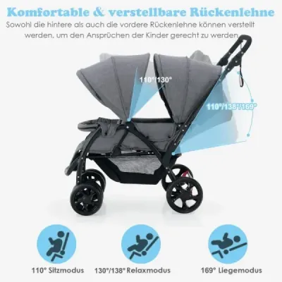 Sourozenecký kočárek skládací sourozenecký kočárek twin kočárek twin bugg šedá