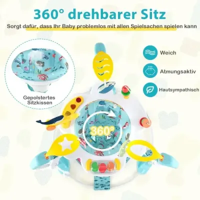Dětské chodítko Baby Sky Jumperoo s nastavitelnou výškou a hračkami a hudebním boxem světle modré