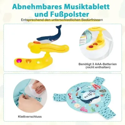 Dětské chodítko Baby Sky Jumperoo s nastavitelnou výškou a hračkami a hudebním boxem světle modré