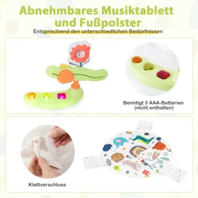 Dětské chodítko Baby Sky Jumperoo s nastavitelnou výškou a hračkami a hudební skříňkou žlutá