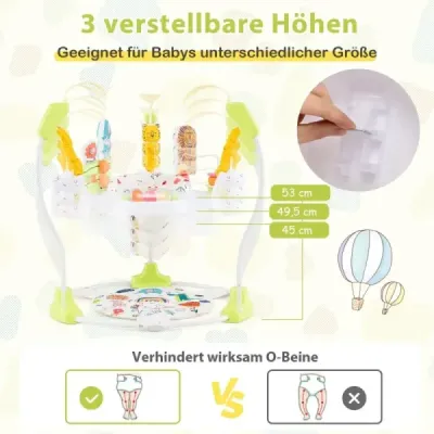 Dětské chodítko Baby Sky Jumperoo s nastavitelnou výškou a hračkami a hudební skříňkou žlutá