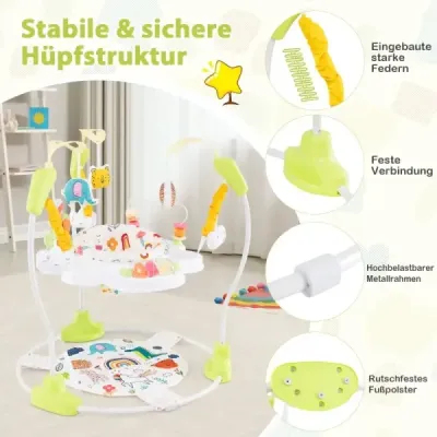 Dětské chodítko Baby Sky Jumperoo s nastavitelnou výškou a hračkami a hudební skříňkou žlutá