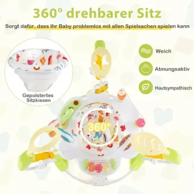 Dětské chodítko Baby Sky Jumperoo s nastavitelnou výškou a hračkami a hudební skříňkou žlutá