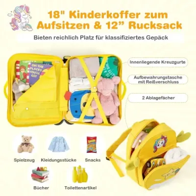 2-dílný dětský kufr + batoh 47 cm dlouhý kufr na kolečkách a 30 cm široký batoh 12"+18" astronauti