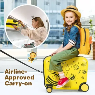2-dílný dětský kufr + batoh 47 cm dlouhý pojízdný kufr a 30 cm široký batoh žlutý