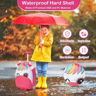 Kufr na kolečkách tvrdé skořepinové příruční zavazadlo pro děti 33 x 22 x 45 cm růžové