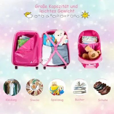 Dětská zavazadla mořská panna cestovní kufr dětský kufr set s batohem růžový