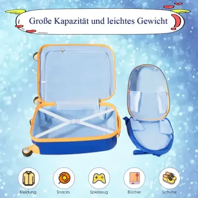 Dětská zavazadla astronaut cestovní kufr dětský kufr s batohem modrý