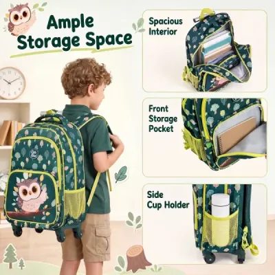 Dětský školní batoh Unicorn s kolečky, 3dílná sada, sada Unicorn Green L