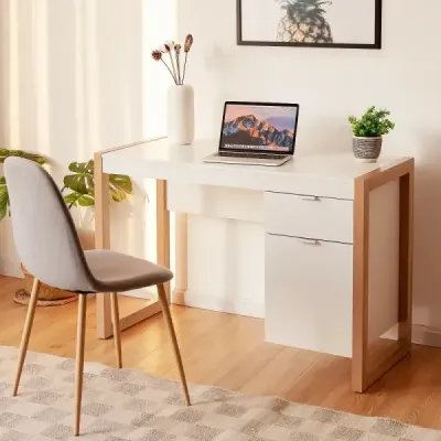Moderní počítačový stůl Stůl s úložnou skříní 112,5 x 50 x 75 cm Bílý