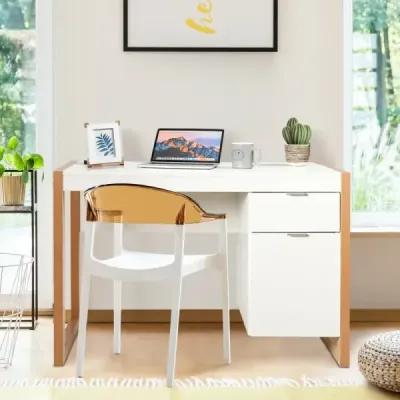 Moderní počítačový stůl Stůl s úložnou skříní 112,5 x 50 x 75 cm Bílý