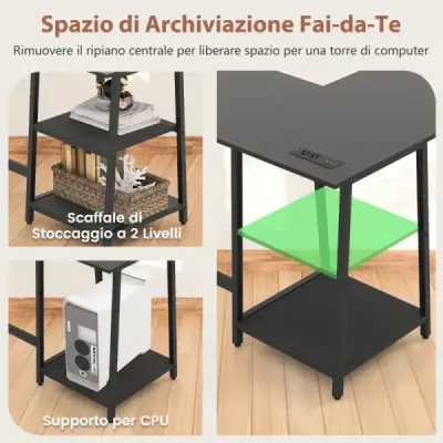 Schreibtisch L-Form Eckschreibtisch mit Steckdosen & USB-Anschlüssen 120 x 120 x 75 cm Schwarz