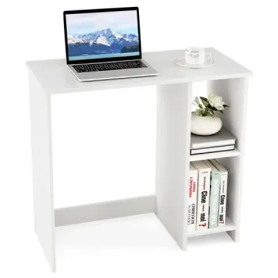 Malý psací stůl se 2 přihrádkami Počítačový stůl Kancelářský stůl PC stůl 80 x 40 x 74 cm Bílý