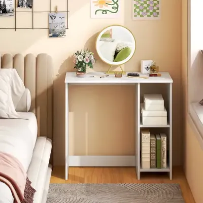 Malý psací stůl se 2 přihrádkami Počítačový stůl Kancelářský stůl PC stůl 80 x 40 x 74 cm Bílý