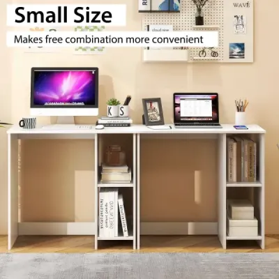 Malý psací stůl se 2 přihrádkami Počítačový stůl Kancelářský stůl PC stůl 80 x 40 x 74 cm Bílý