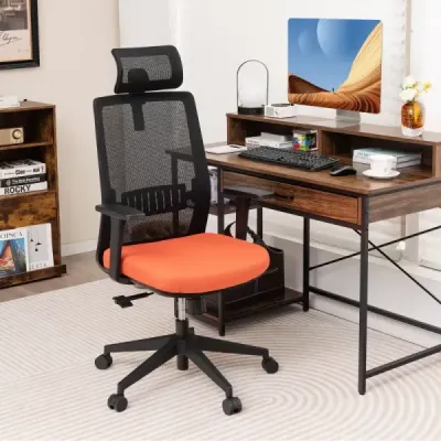 Ergonomická kancelářská židle s opěradlem a bederní opěrkou a pohodlnou 3D opěrkou hlavy do 180 kg