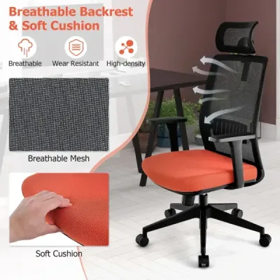 Ergonomická kancelářská židle s opěradlem a bederní opěrkou a pohodlnou 3D opěrkou hlavy do 180 kg