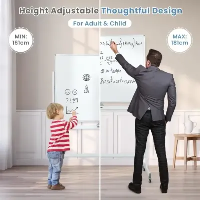 Oboustranná mobilní tabule s mřížkovým vzorem, stojanem a zásobníkem na pera 120 x 90 cm černá