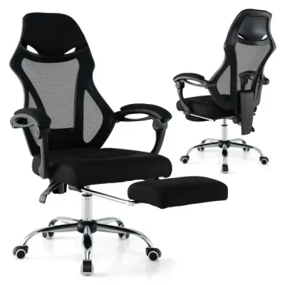 Ergonomická kancelářská židle s opěrkou nohou a výškově nastavitelným sklonem opěradla