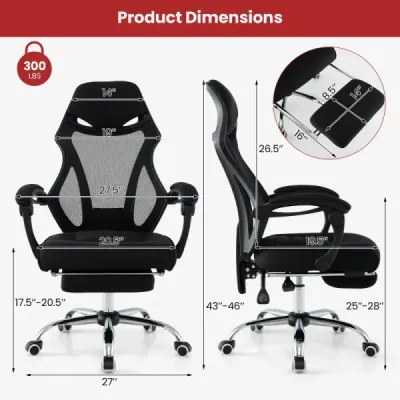 Ergonomická kancelářská židle s opěrkou nohou a výškově nastavitelným sklonem opěradla