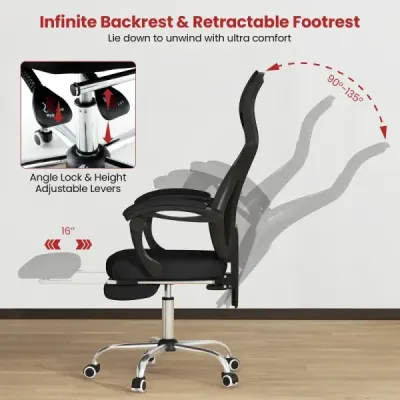 Ergonomická kancelářská židle s opěrkou nohou a výškově nastavitelným sklonem opěradla
