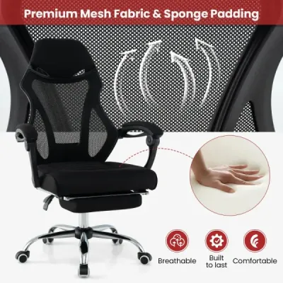 Ergonomická kancelářská židle s opěrkou nohou a výškově nastavitelným sklonem opěradla