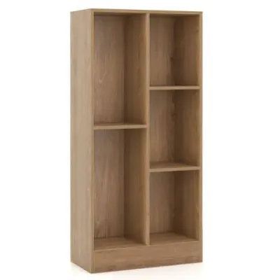 Regál na knihy s 5 přihrádkami Stojící regál Kostkový regál Kancelářský regál Úložný regál 50 x 24 x 104 cm Přírodní barva