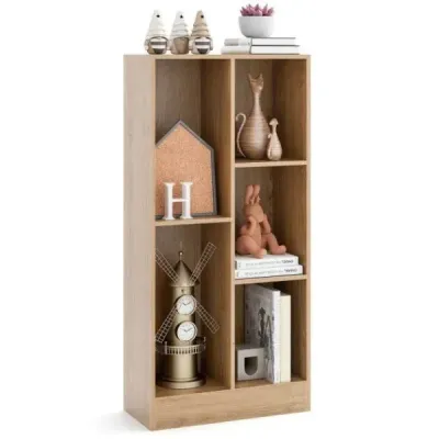 Regál na knihy s 5 přihrádkami Stojící regál Kostkový regál Kancelářský regál Úložný regál 50 x 24 x 104 cm Přírodní barva