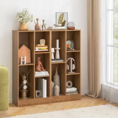 Regál na knihy s 5 přihrádkami Stojící regál Kostkový regál Kancelářský regál Úložný regál 50 x 24 x 104 cm Přírodní barva