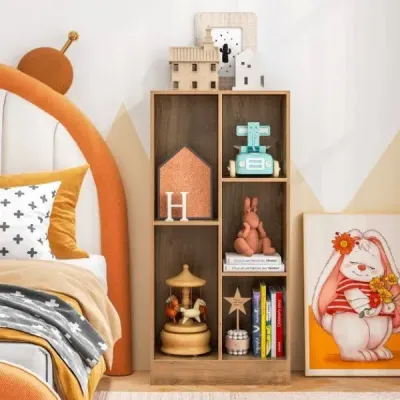 Regál na knihy s 5 přihrádkami Stojící regál Kostkový regál Kancelářský regál Úložný regál 50 x 24 x 104 cm Přírodní barva