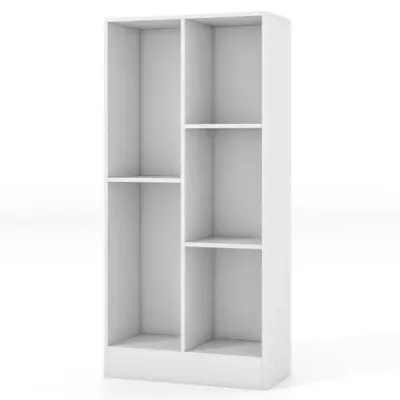 Regál s 5 přihrádkami Stojící regál Kostka Kancelářský regál Úložný regál do obývacího pokoje 50 x 24 x 104 cm Bílý