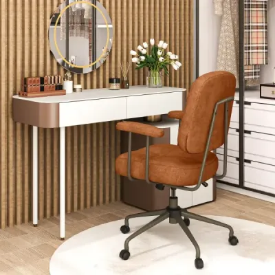 Kancelářská židle ergonomická otočná židle s područkami a kolečky počítačová židle čalouněná výškově nastavitelná