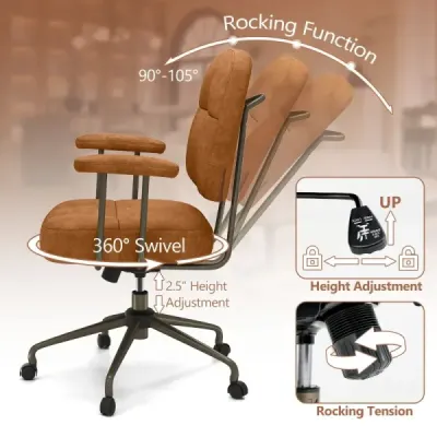 Kancelářská židle ergonomická otočná židle s područkami a kolečky počítačová židle čalouněná výškově nastavitelná
