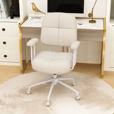 Kancelářská židle ergonomická otočná židle s područkami a kolečky počítačová židle čalouněná béžová