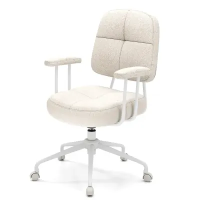 Kancelářská židle ergonomická otočná židle s područkami a kolečky počítačová židle čalouněná béžová