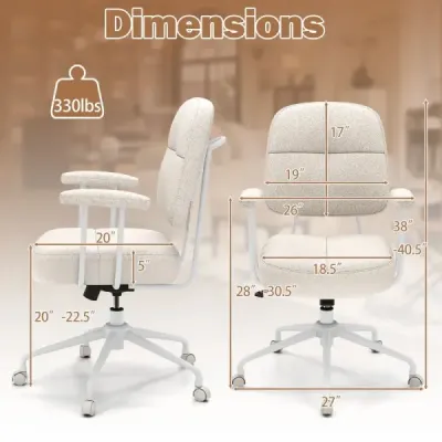 Kancelářská židle ergonomická otočná židle s područkami a kolečky počítačová židle čalouněná béžová