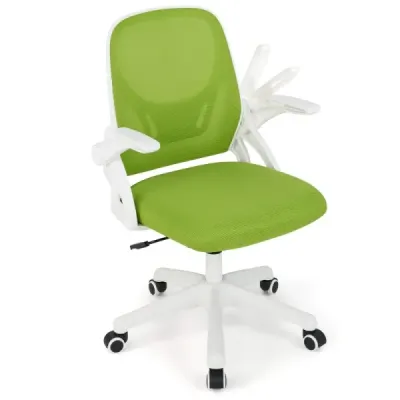 Ergonomická kancelářská židle se skládacími područkami a houpací funkcí. Kancelářská židle zelená.