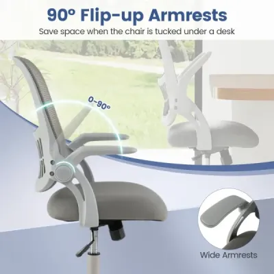 Ergonomická kancelářská židle se skládacími područkami a houpací funkcí, počítačová židle, šedá